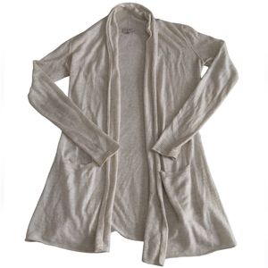 T. Babaton XS Linen Wool Blend Open Front Long Sleeve Sweater